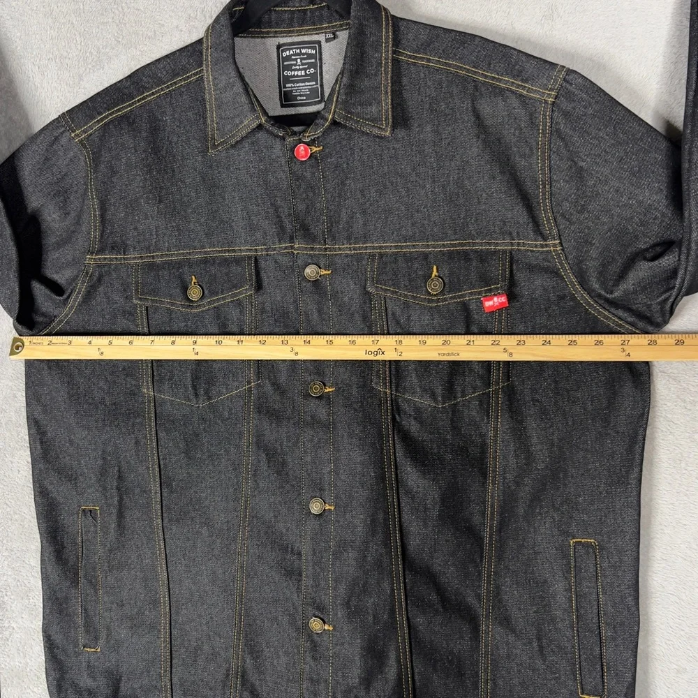 Death Wish Coffee Co. Limited Edition Jean Jacket Men's 2XL Dark Wash Denim‎